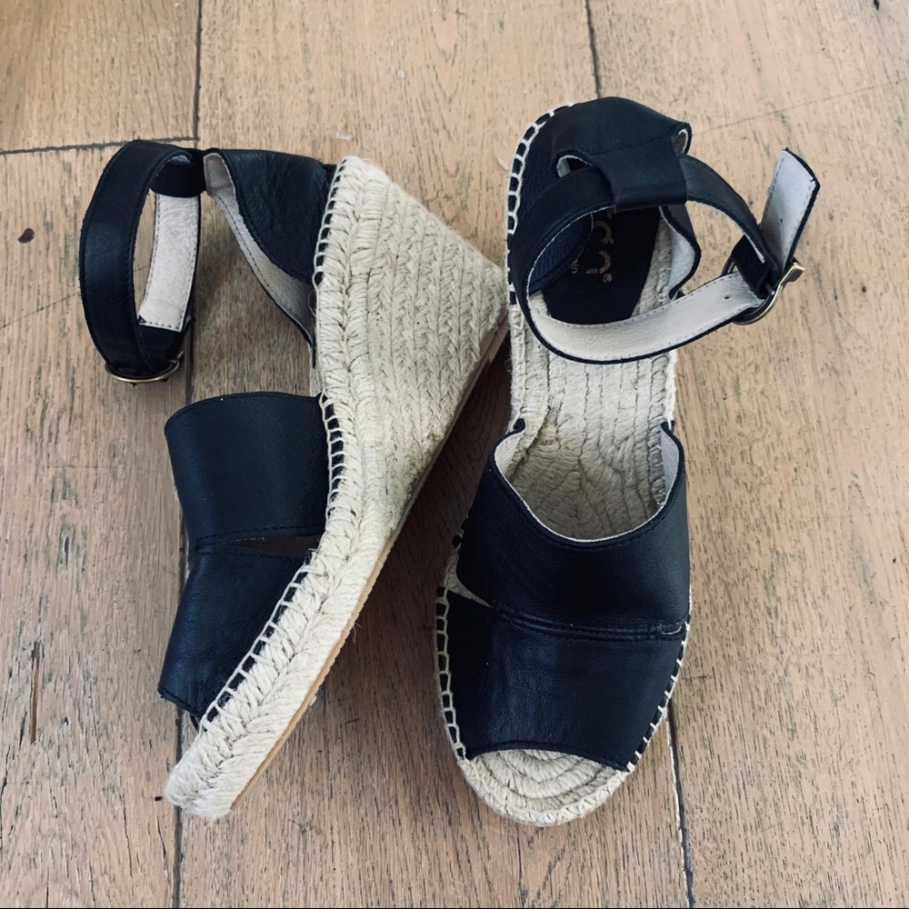 PICON black suede wedge espadrilles sandal 9